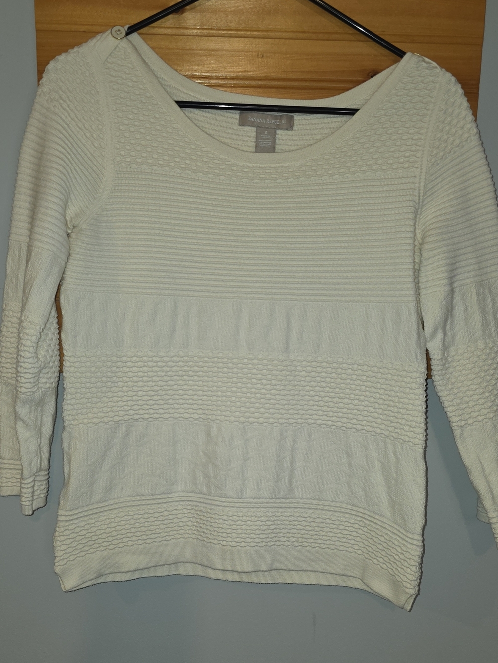 Banana Republic Cream Textured Knit Sweater Top Women Small EUC